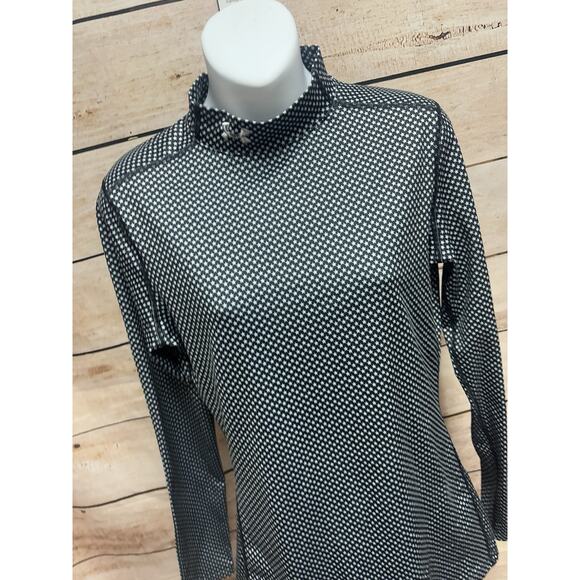 Under Armour Womens Shirt Size Medium Cold Gear Mock Long Sleeve Black Stars Top - Picture 12 of 15